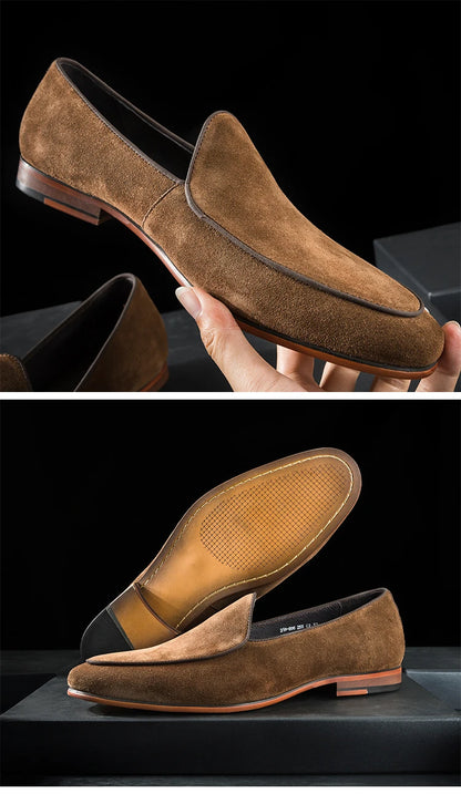Hanmce mode sué angleterre chaussures décontractées mocassins de luxe faits à la main en cuir véritable hommes