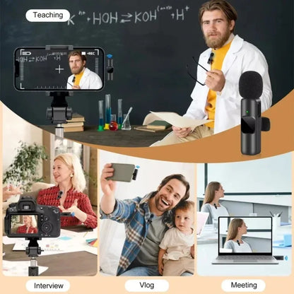 XIKCU Microphone Lavalier sans fil Portable enregistrement Audio vidéo Mini micro pour iPhone diffusion en direct téléphone de jeu avec réception