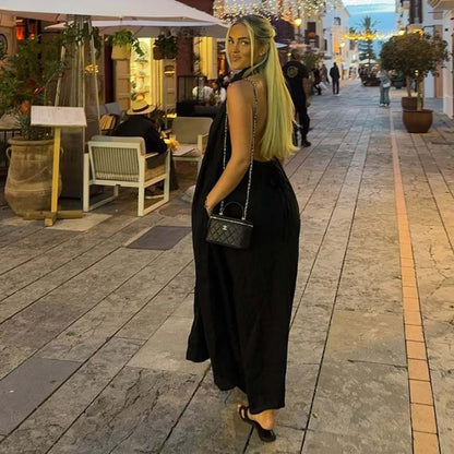 Robes d'été femmes 2025 nouveau cou-pendu élégant longue robe de vacances femmes rue Chic jeunesse robe de mode ample