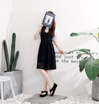 Tongs compensées pour femmes, chaussures d'été à plateforme, légères, pantoufles de plage d'intérieur pour filles, couleur noire, sandales de rue pour dames