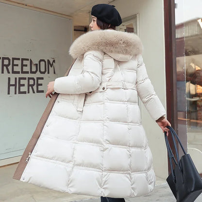 Veste longue rembourrée en coton pour femme, au-dessus du genou, marée vers le bas, hiver, nouveau