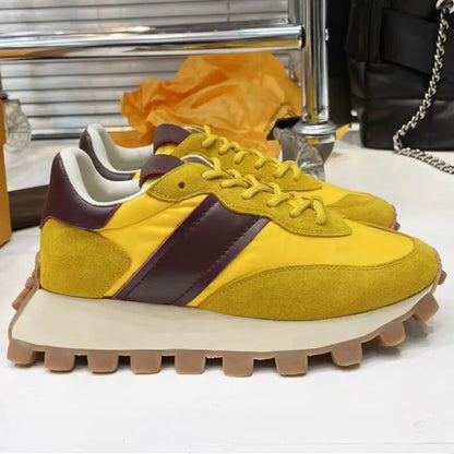 Chaussures de course rétro en daim pour femmes, baskets épaisses, tissu respirant, chaussures de sport à plateforme plate, mode décontractée, recommande une augmentation