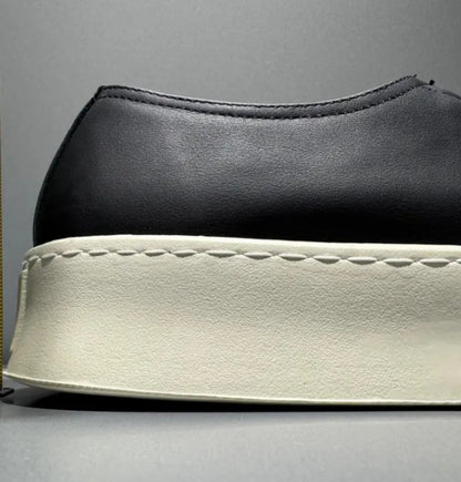 Hommes respirant mode personnalité en cuir véritable bas plate-forme mocassins marche hommes haute rue confortable sans lacet chaussures
