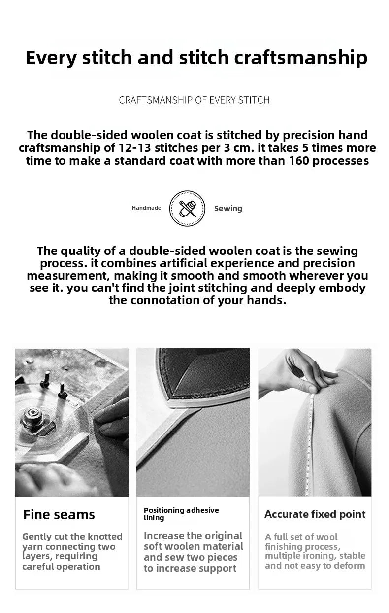 Manteau en laine Double face pour femme, épais, mi-long, col de costume, coupe ample, couleur Pure, polyvalent, nouveau Style automne hiver