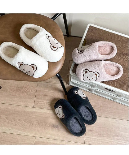 Ours en peluche pantoufles pour femmes hommes mode Kawaii moelleux hiver chaud pantoufles amoureux dessin animé ours en peluche maison chaussures TG03