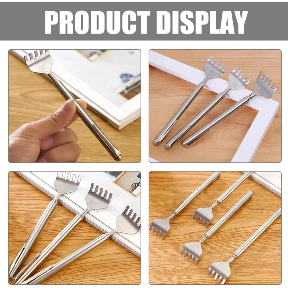 Gratte-dos télescopique argenté, grattoirs portables extensibles en acier inoxydable pour hommes et femmes, cadeaux pour mères, cadeaux pour hommes, G