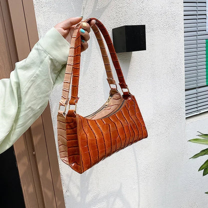 Sacs à main et bourse rétro motif Alligator pour femmes, petits sacs à bandoulière sous les aisselles, pochette fourre-tout en cuir PU de bonne qualité pour dames