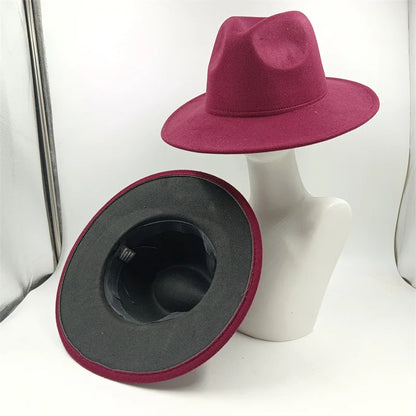 Chapeau Fedora à larges bords pour hommes et femmes, chapeau en feutre ander, chapeau d'église, laine douce, grande taille, DN, britannique, 60cm