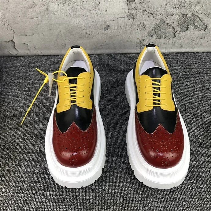 Chaussures Brogue Multi-documents en Cuir group pour Homme, Souliers à Grande Tête, Style Britannique, Décontracté, Rehausseur, Alicante zones me