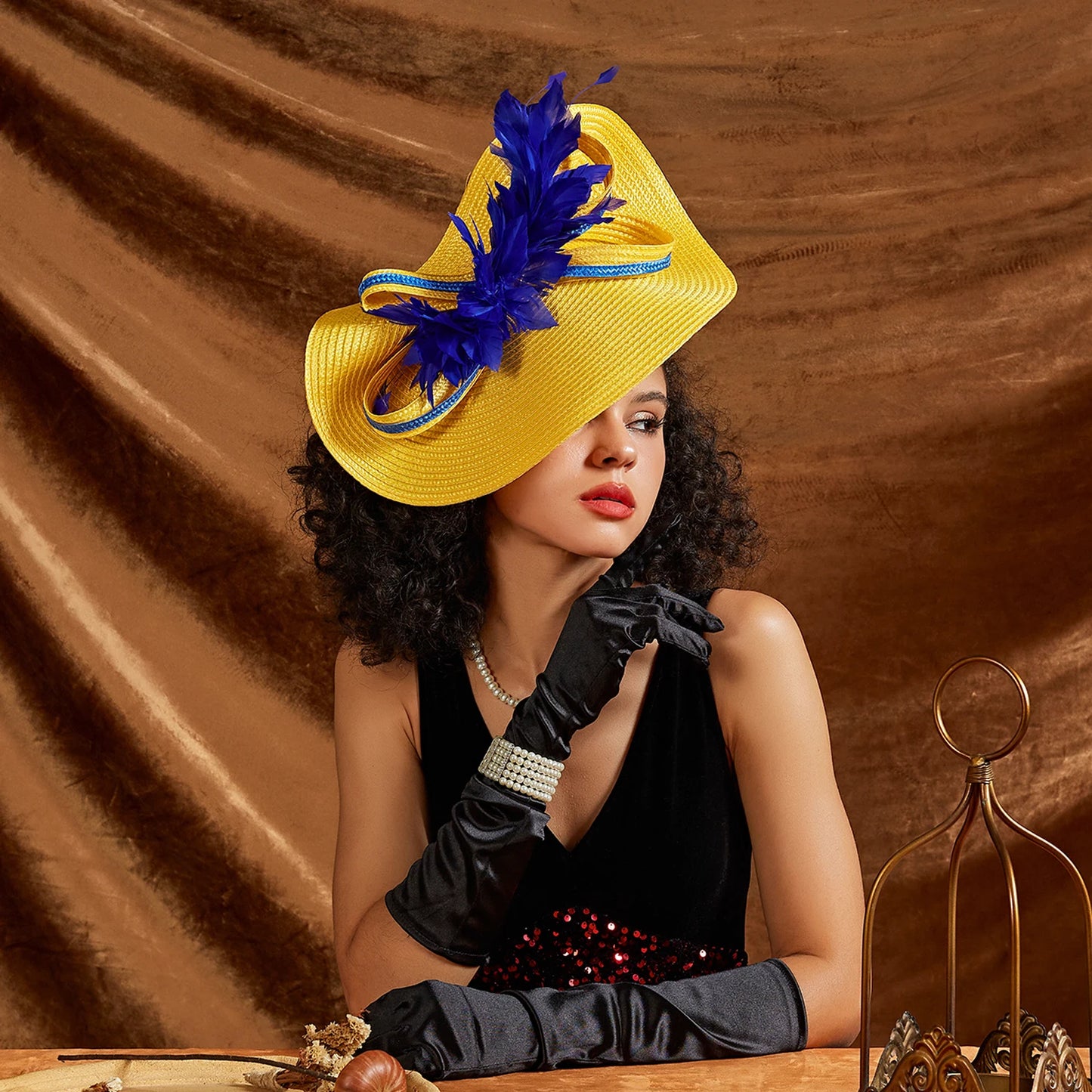 Chapeau de mariage en plumes parfaites, chapeaux Derby Kentucky en paille à la mode, fascinateurs de mariée de luxe Premium, bandeau Unique avec Clip pour voile