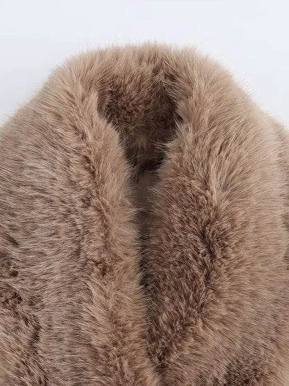 Manteau décoré avec ceinture et col en fausse fourrure pour femme, ample, à la mode, avec tempérament, nouvelle collection automne et hiver