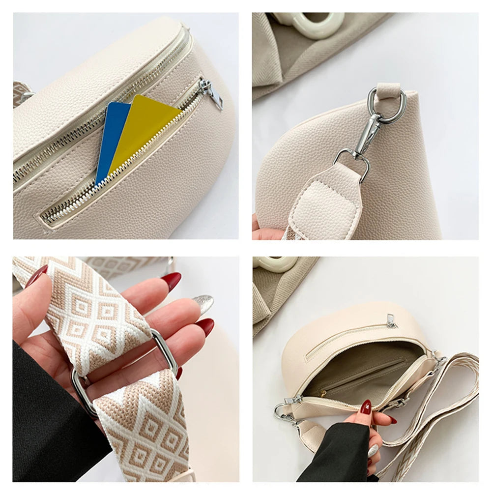 Sac banane rétro en cuir PU pour femmes, sac de poitrine, sac banane, sac à bandoulière, sac de ceinture de poitrine, sac Hobo demi-lune