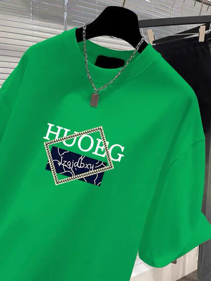 T-shirt à manches courtes en pur coton de style européen pour femmes, vêtements d'été décontractés, haut imprimé à col rond, pull basique pour femme