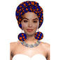 Turbans - bandeaux africains pour femme foulard africain couvre-chef nigérian avec boucle d'oreille assortie Dashiki Ankara cire S20H004