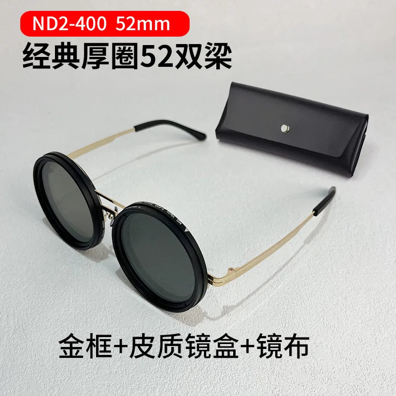 Lunettes de soleil de pêche à gradation réglable à 9 niveaux ND2-400 lunettes de soleil polarisées UV anti UV filtre ND avec ensemble de étuis à lunettes