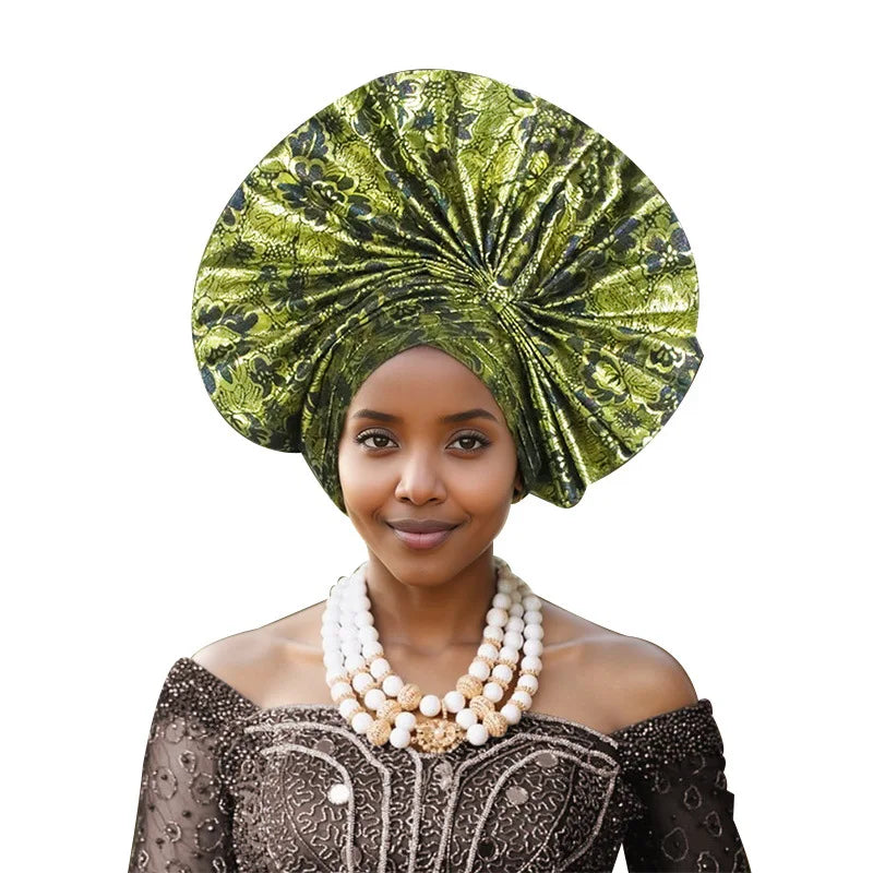Turban africain nigérian, Bonnet Hijab Auto Gele, couvre-chef déjà fabriqué Sego Gele, bandeau pour fête de mariage