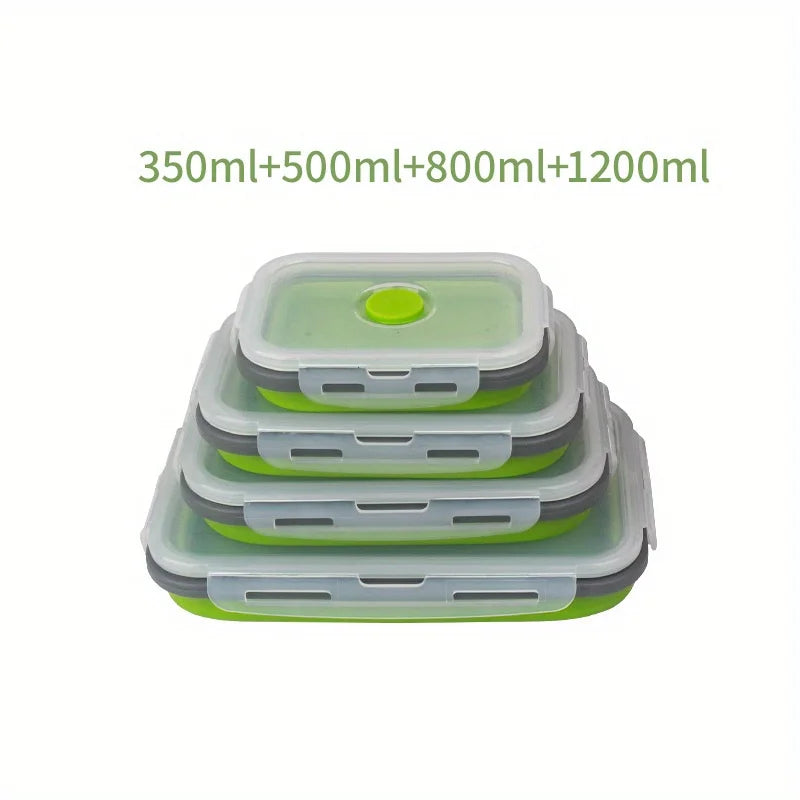 Conteneur de stockage des aliments pliable en Silicone, boîte à déjeuner empilable permettant de gagner de l'espace, accessoires de cuisine pliables pour micro-ondes 1/4 pièces