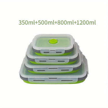 Conteneur de stockage des aliments pliable en Silicone, boîte à déjeuner empilable permettant de gagner de l'espace, accessoires de cuisine pliables pour micro-ondes 1/4 pièces