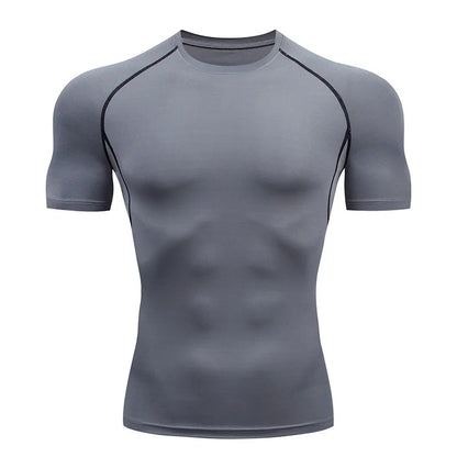 Hommes Compression course t-shirt Fitness serré à manches courtes t-shirt formation Jogging chemises vêtements de sport séchage rapide Rashgard