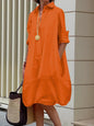 Robe mi-longue simple à manches longues pour femmes, chemises à revers pour documents, robe élégante, printemps, nouveau, 2024