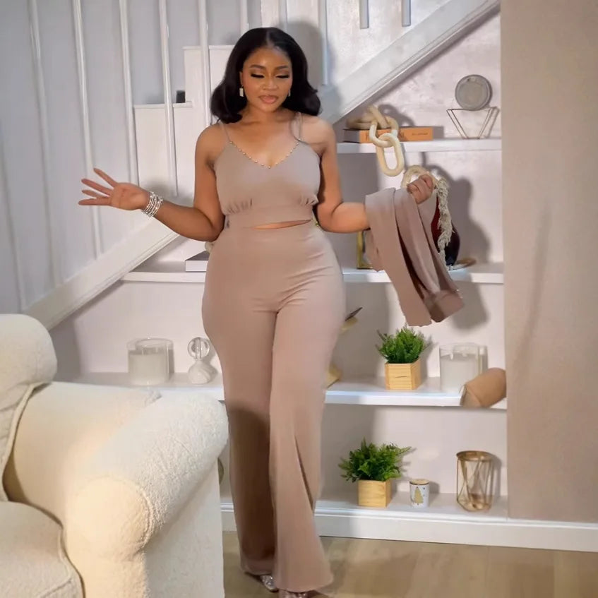 CM.YAYA – costume pantalon élégant pour femmes, Blazer à manches longues + haut assorti, ensemble deux pièces pour travail de rue OL, tenues d'automne en perles, 2025