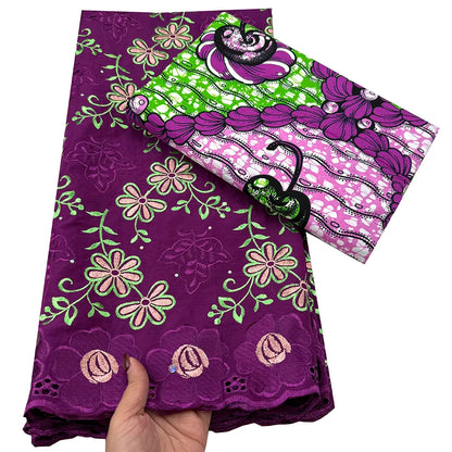 Tissu africain en dentelle de Voile suisse, 2.5 + 3 yards, véritable cire pour coudre une robe de soirée, nouvel arrivage