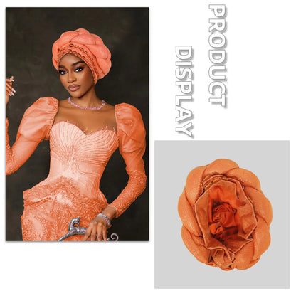 Couvre-chef africain Auto Gele déjà fabriqué, Turban brillant pour femmes, Hijab nigérian tressé, couvre-chef pour fête de mariage