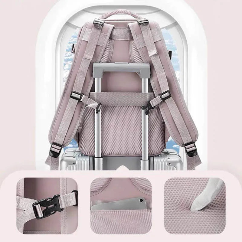 Sac à dos violet clair de grande capacité pour femmes avec séparation sèche et humide, sac d'ordinateur de transport, multifonctionnel étanche l