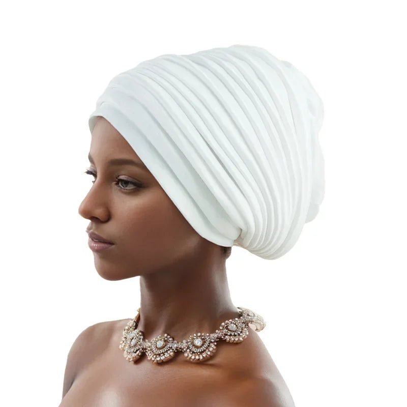 Turban Africain Plissé pour Femme, Déjà Fait, Cravates de Sauna, Bonnet Auto Gele, Hijab Musulman, Mariage Nigérian, Chapeau Rond
