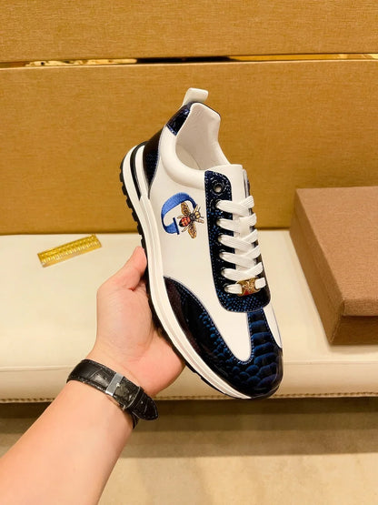 Designers Italie Chaussures d'abeilles décontractées pour hommes Mode de luxe Chaussures en cuir véritable pour affaires Baskets classiques de sport à lacets