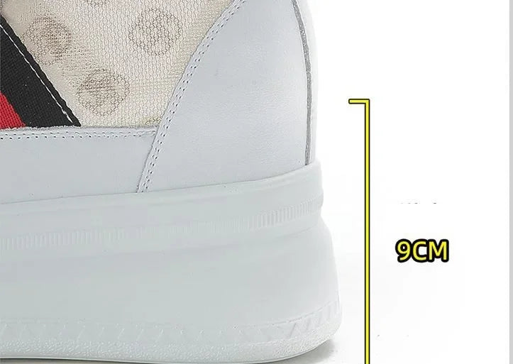 9cm femmes chaussures grosses baskets Air maille évider en cuir véritable blanc chaussures compensées plate-forme talon pompes Mujer Bombas