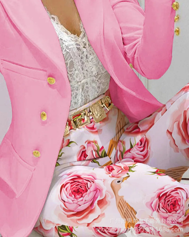 Veste crayon taille haute à double boutonnage pour femme, col imbibé, blanc tempérament, mode Piedmont, printemps et été, 2 pièces