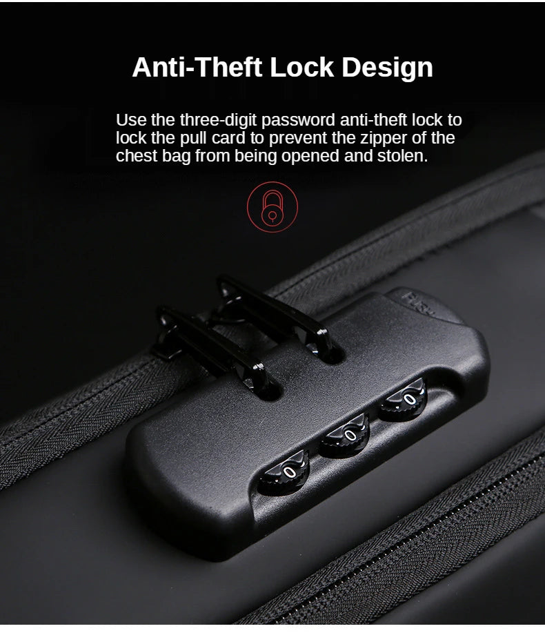 Sac à bandoulière antivol en cuir PU pour homme, sac de poitrine, classique, multifonctionnel, initié, créateur de marque, nouveau