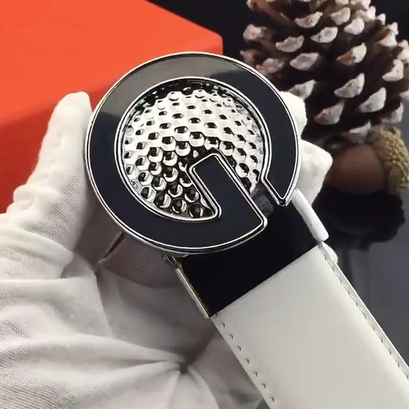 Ceinture de Golf blanche pour hommes, Texture cuir, coiffeur, boucle automatique, Simple, haute qualité, décontractée, pantalon pour jeunes