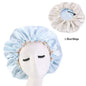 Bonnet en Satin réversible pour cheveux, Double couche réglable, couvre-tête pour dormir, accessoires de coiffure bouclés et élastiques
