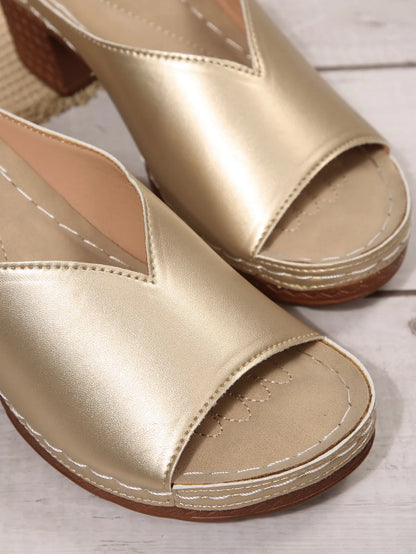 Pantoufles à talons hauts et bout ouvert pour femmes, nouvelle mode d'été, vêtements d'extérieur, chaussures à enfiler, tailles 36 à 43, amorti supérieur en polyuréthane