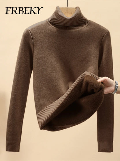 Pull à col roulé rembourré pour femme, chemise à fond, sous-vêtement document solide, pulls en Y, chaud, automne, hiver