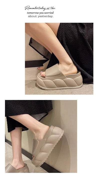 Sandales d'été à talons hauts de 7 cm pour femmes, mules à talons épais, tongs EVA, chaussures de maison, pantoufles à plateforme d'extérieur, nouvelle collection