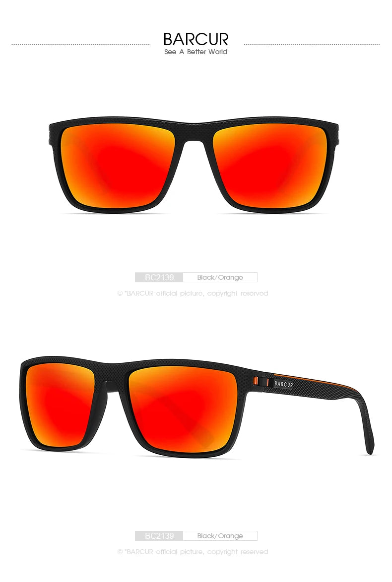 BARCUR Design-Lunettes de soleil polarisées TR90 pour homme et femme, accessoire de sport léger, protection UVAB
