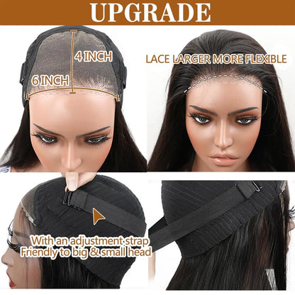Perruque Deep Wave Lace Wig sans colle, perruques de cheveux humains, pre-cut, Prêt à porter, Wear and Go, 6x4, 5x5