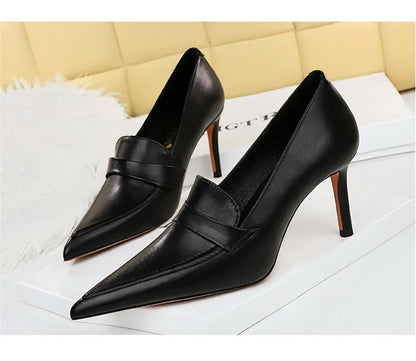 Escarpins à Talons Hauts Élégants pour Femme, Cuir Classique, Rétro, Jolie tu, Parker, Slip On, Marron, Noir, Bureau, ix, Chaussures Simples