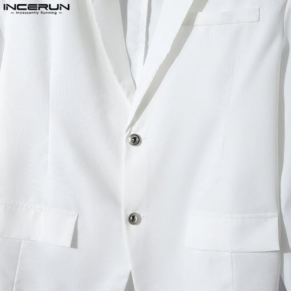 INCERUN hauts 2024 Style américain mode hommes Perspective dentelle épissage conception costume manteaux décontracté solide à manches longues Blazer S-5XL