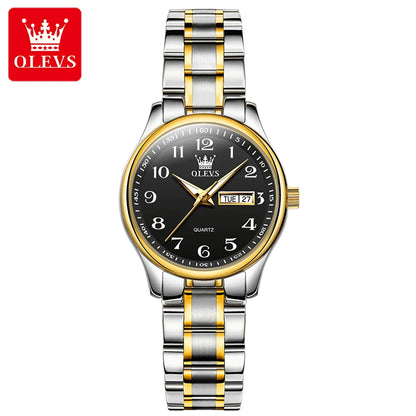 OLEVS montre à Quartz de luxe pour femmes montre élégante en acier inoxydable lumineux étanche semaine Date montre-bracelet dames robe montre
