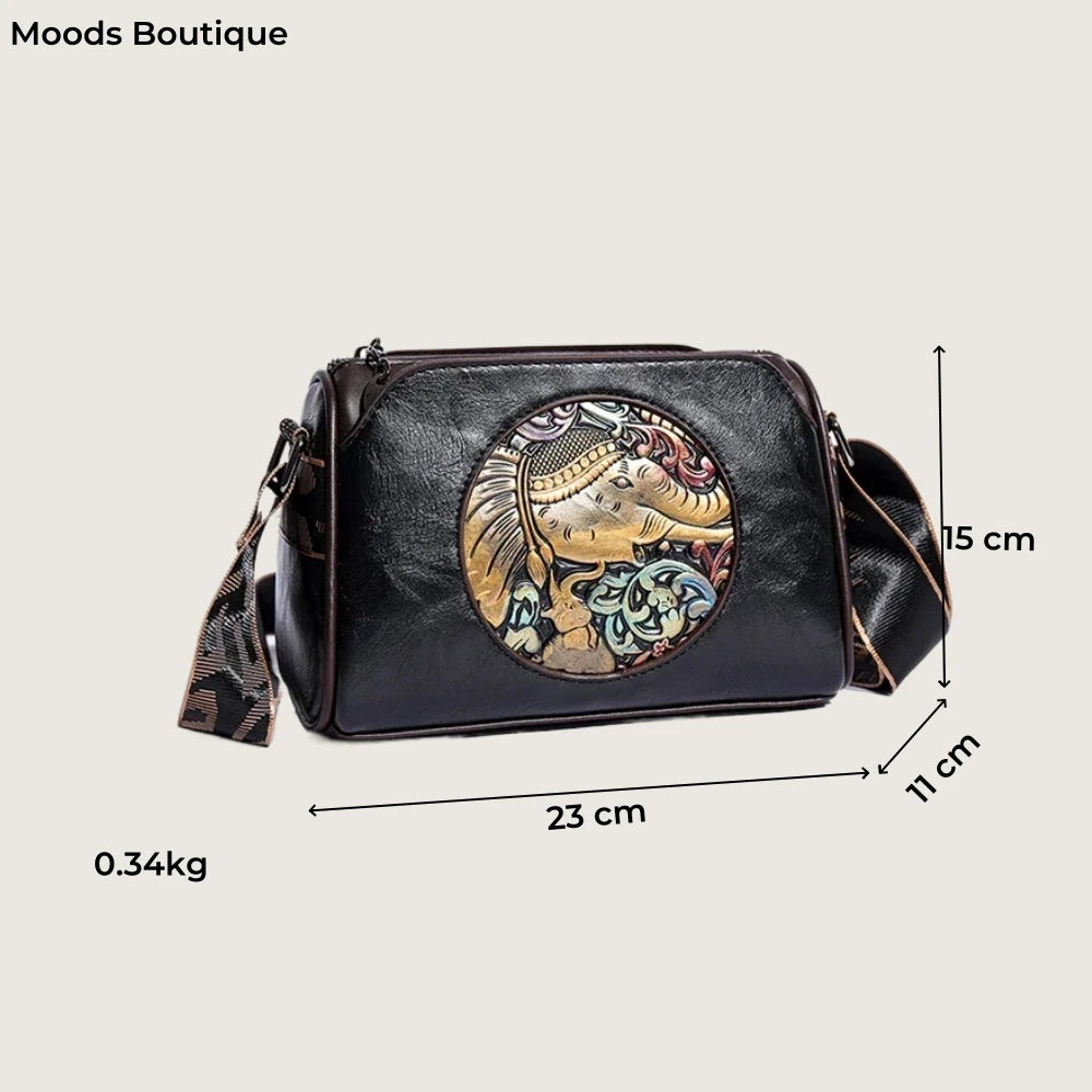 sac de luxe femme sacs bandoulière à imprimé animal sacs carré MOODS-Sacs à bandoulière de style vintage pour femmes, éléphant en relief, mini sac messager carré initié, sacs à main de créateur de luxe, 2024