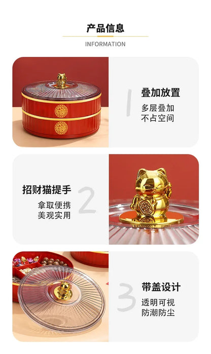 Boîte à snacks transparente multicouche, anti-poussière, acrylique, fruits secs, boîte de rangement pour bonbons et noix, salon moderne, conteneur solaire