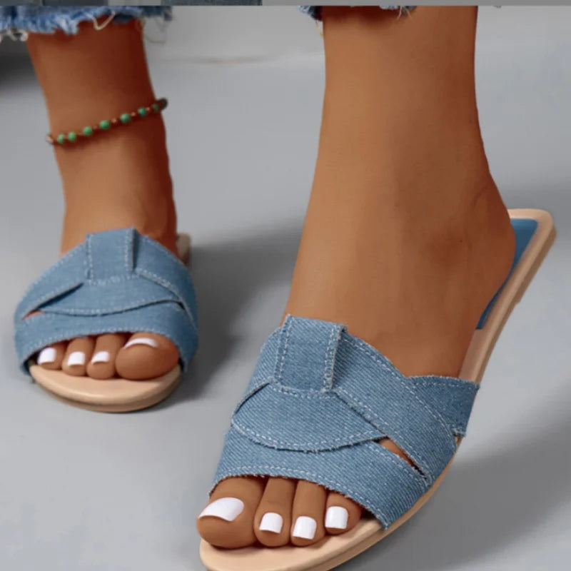 Pantoufles d'été pour femmes, chaussures de plage plates, de haute qualité, design à la mode, 2024
