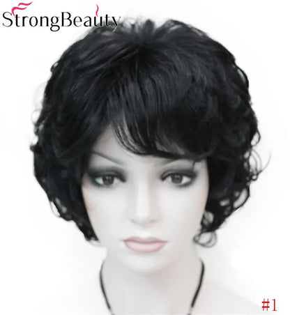 Forte beauté dames perruques courtes ondulées cheveux blonds dorés pour les femmes synthétique Capless perruque 16 couleurs