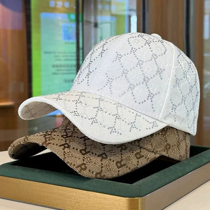 Casquette de Baseball avec lettres en strass pour hommes et femmes, casquette de soleil de rue, chapeau de langue de canard assorti, chapeau de soleil d'extérieur