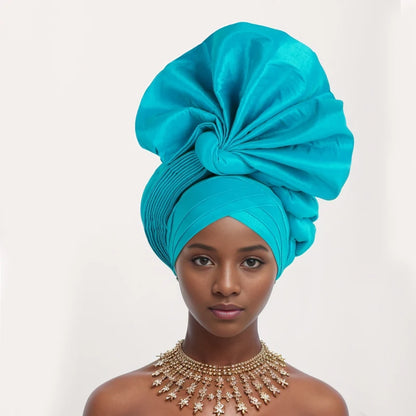 Turban Africain Plissé pour Femme, Déjà Fait, Cravates de Sauna, Bonnet Auto Gele, Hijab Musulman, Mariage Nigérian, Chapeau Rond
