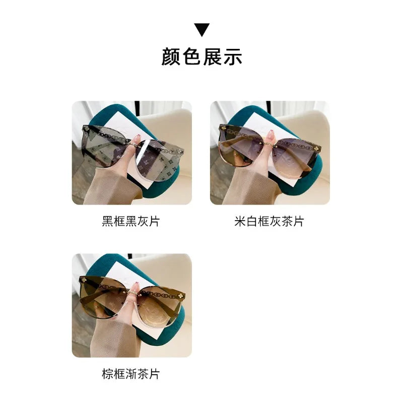 Nouvelle mode sans cadre bord de coupe lettre Style haut de gamme petit parfum femmes lunettes de soleil lunettes de soleil lunettes de soleil